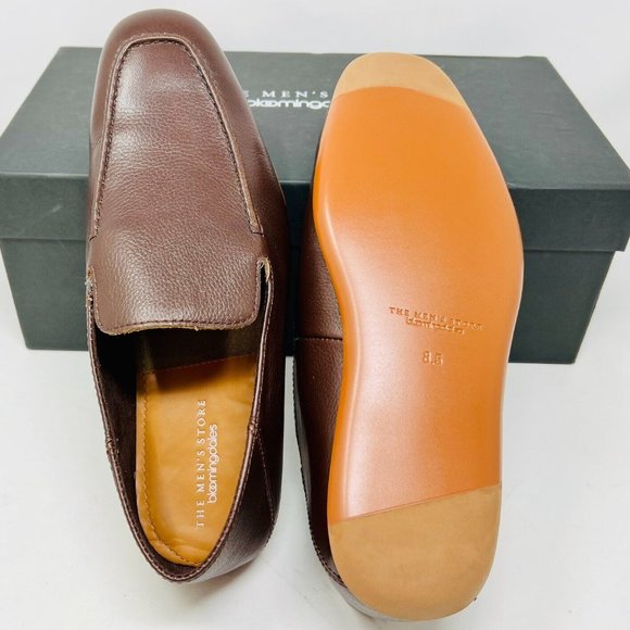 Men's Bloomingdale's 141282 Flat Last Push Down Apron Brown Leather Men's Shoes - Picture 5 of 6